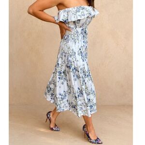 Antonio Melani Blue Floral Ruffle Fit & Flare Dress Size 2